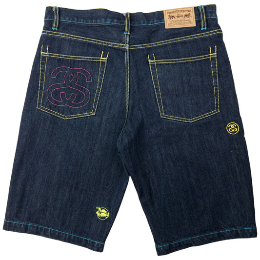 Vintage Stussy Embroidered Denim Shorts Size W35