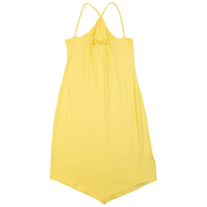 Vintage 2000s Dolce & Gabbana Dress in yellow, beaded logo detail