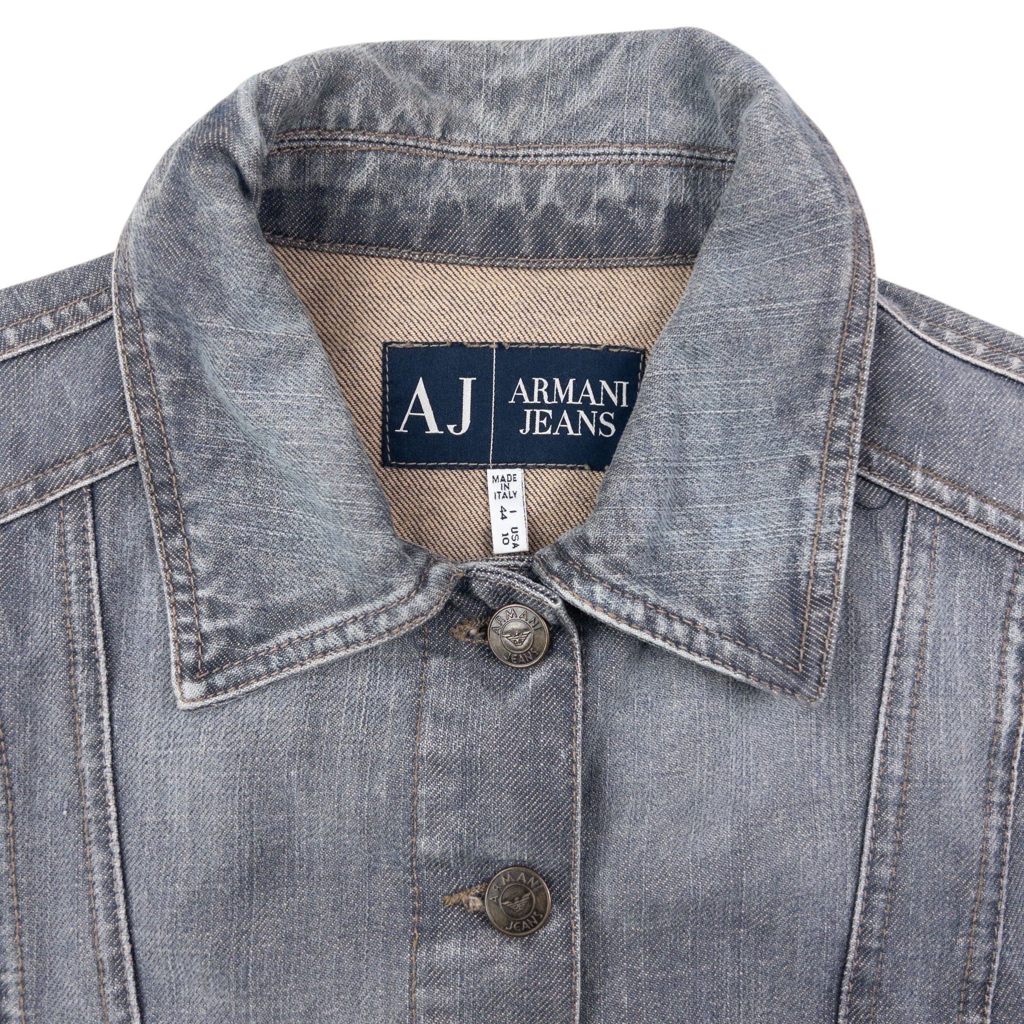 Vintage 2000s Armani Jeans Cropped Denim Jacket Womens Size M