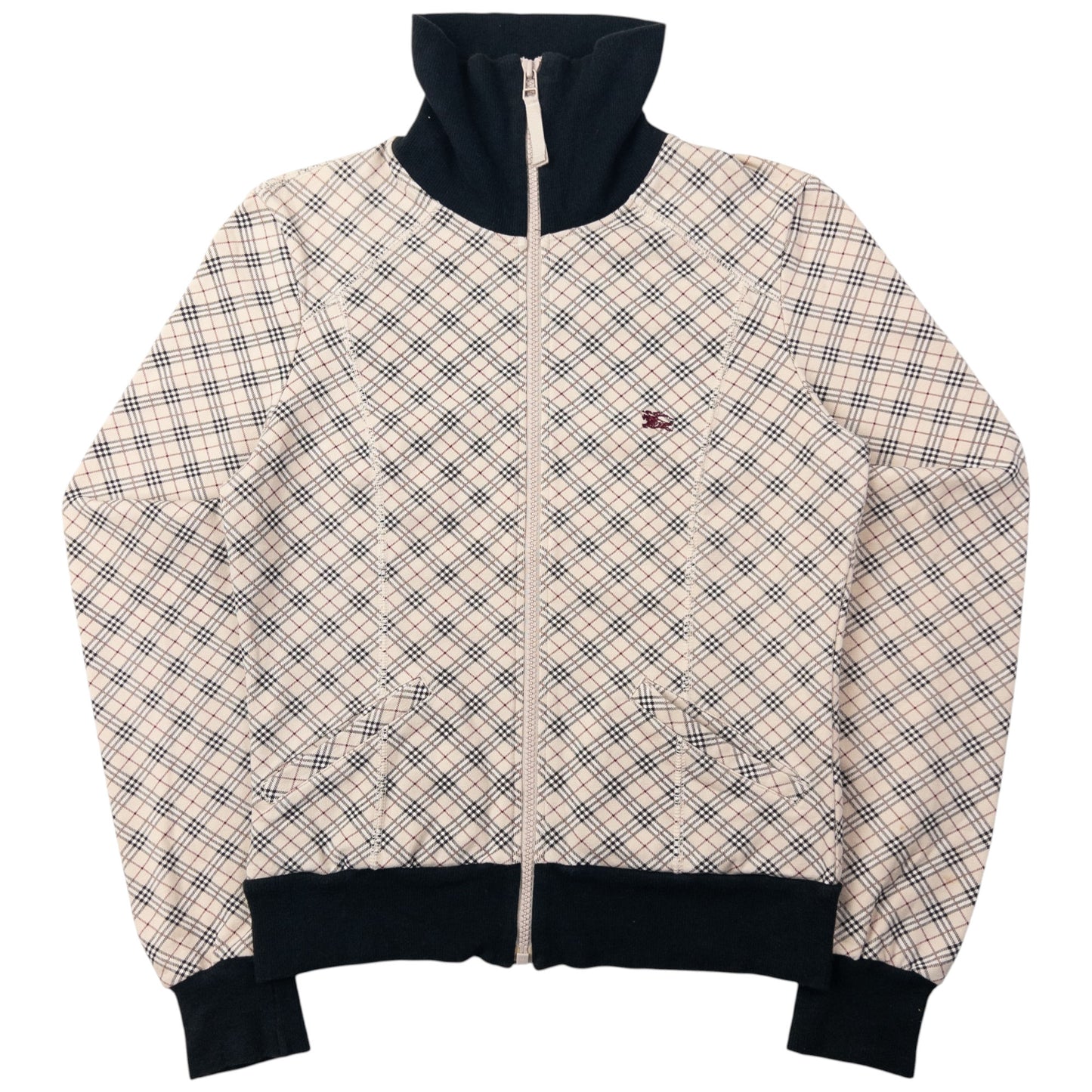 Vintage Burberry Blue Label Nova Check Zip Up Sweatshirt Womens Size S