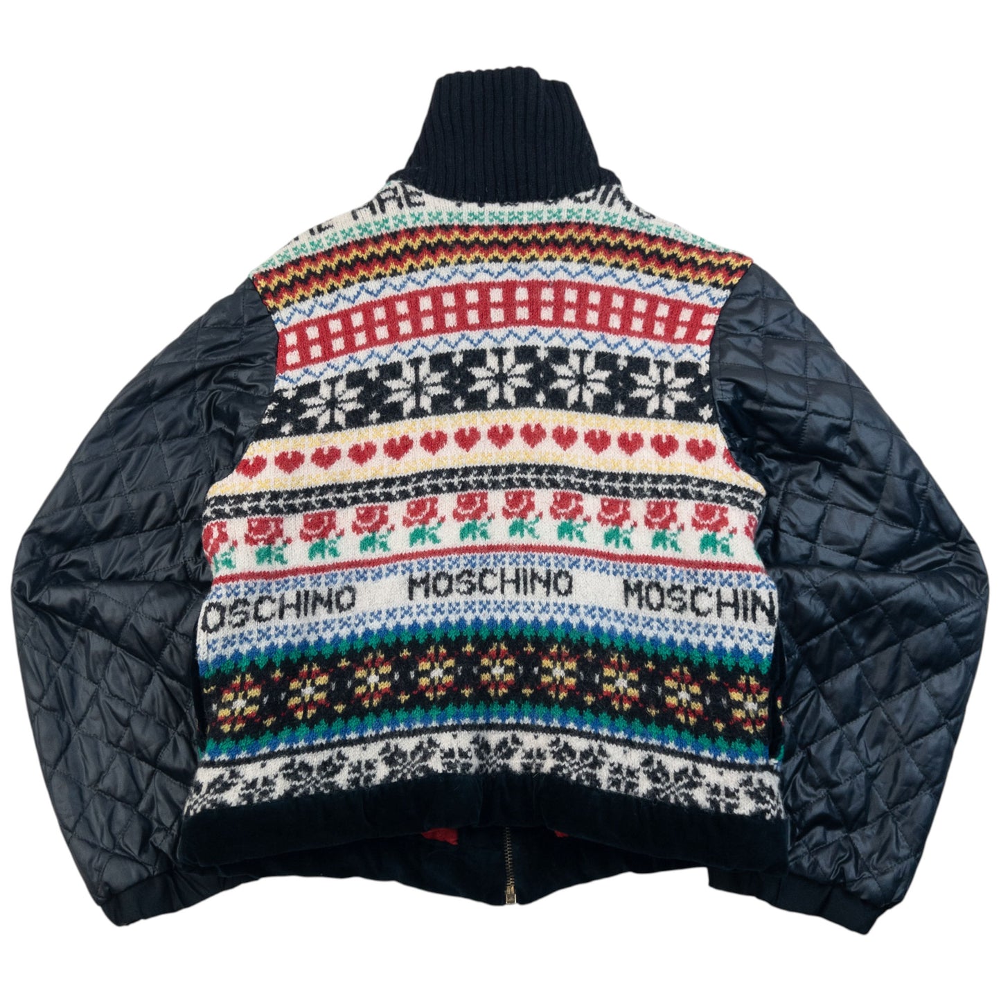 Vintage 90s Moschino Jeans Knit Contrast Pattern Jacket Womens Size S