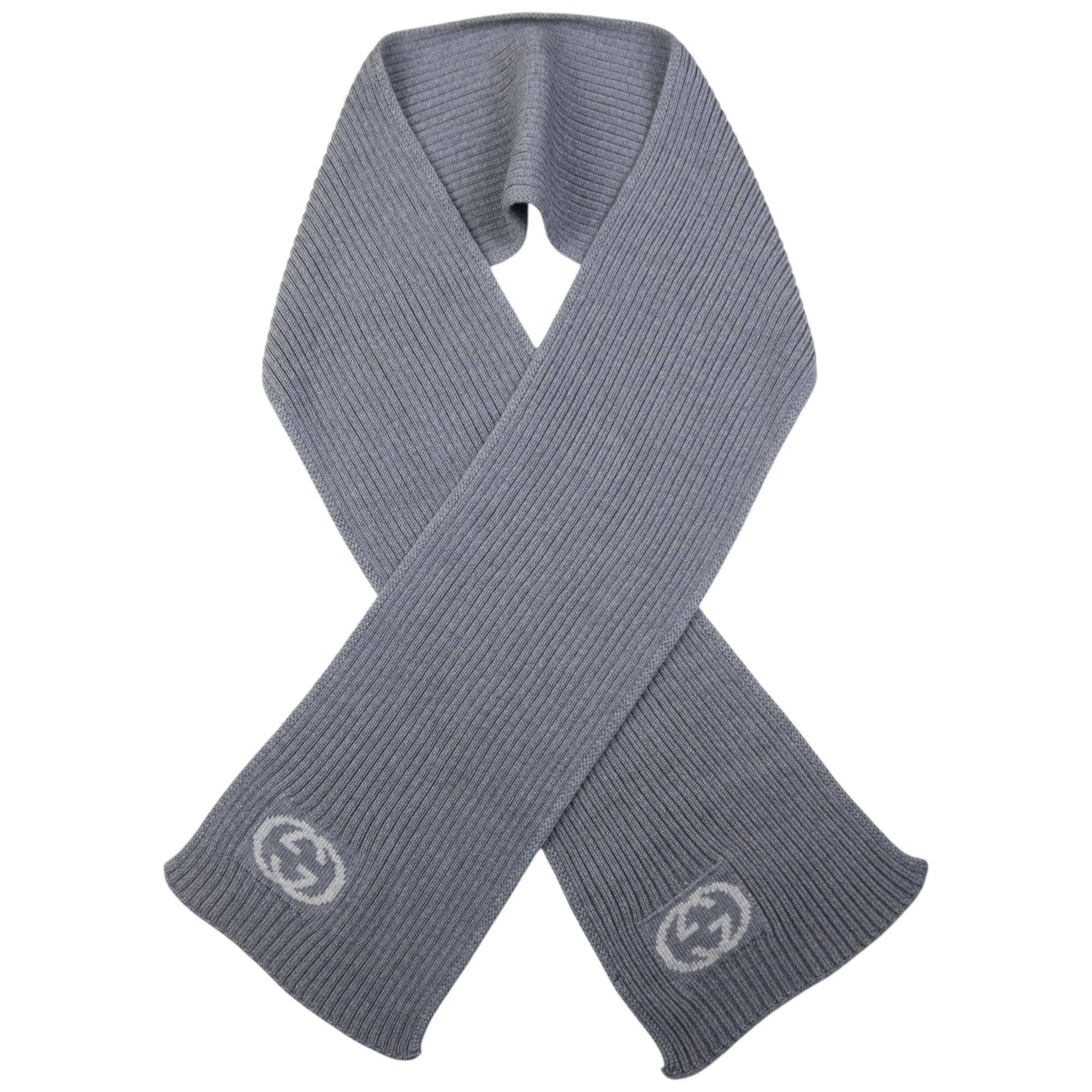 Vintage Gucci Ribbed Knit Wool Scarf