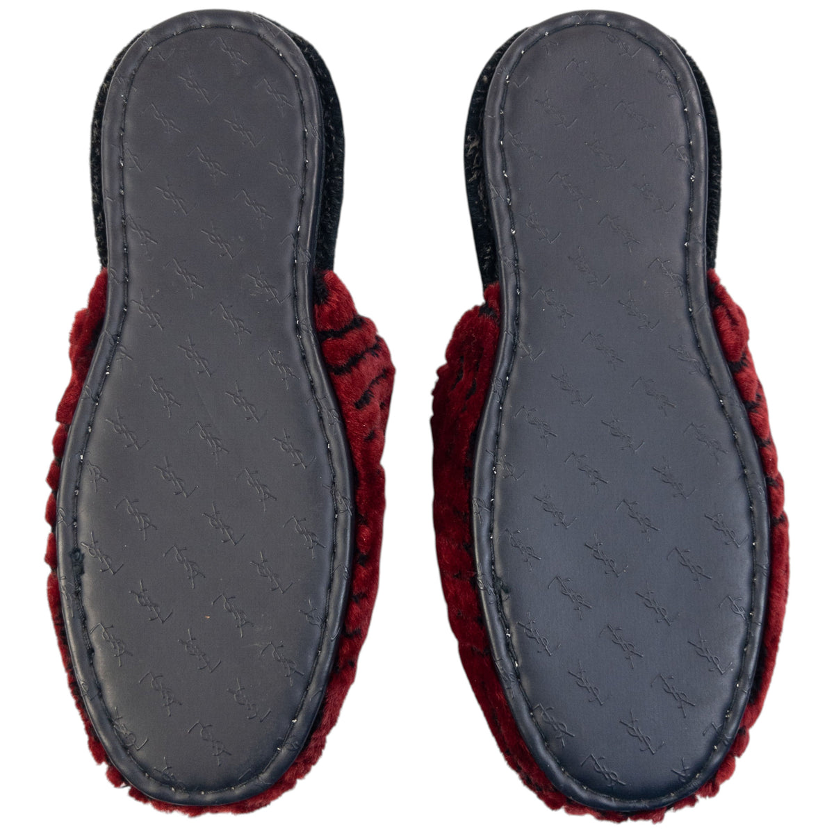 Vintage 80s YSL Yves Saint Laurent Embroidered Fur Slippers Womens Size 6