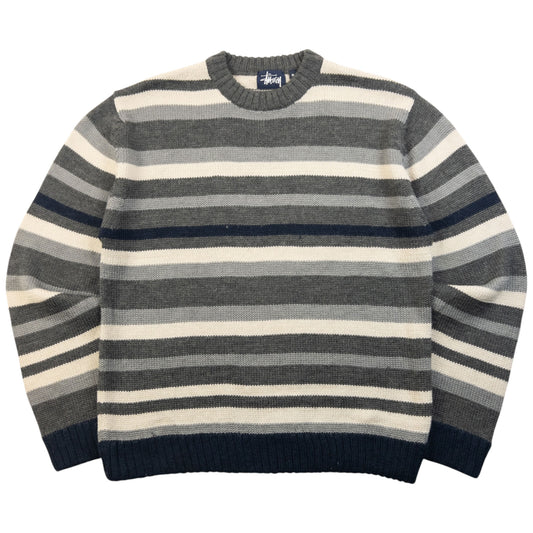 Vintage 2000s Stussy Striped Wool Knit Jumper Size M