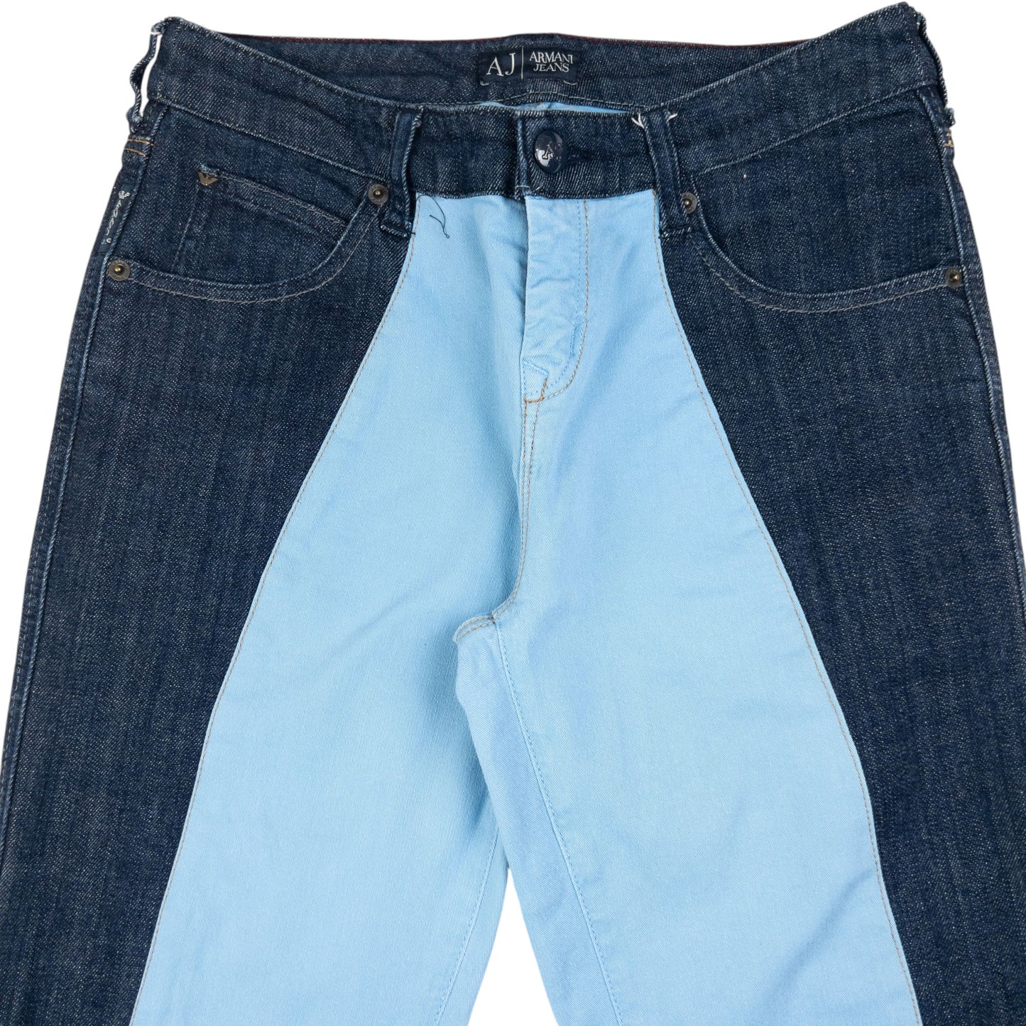 Vintage Armani Jeans Colour Block Flared Denim Jeans Womens Size W30