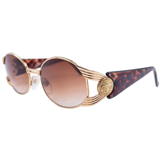 Vintage 90s Gianni Versace Embossed Tortoise Shell Sunglasses