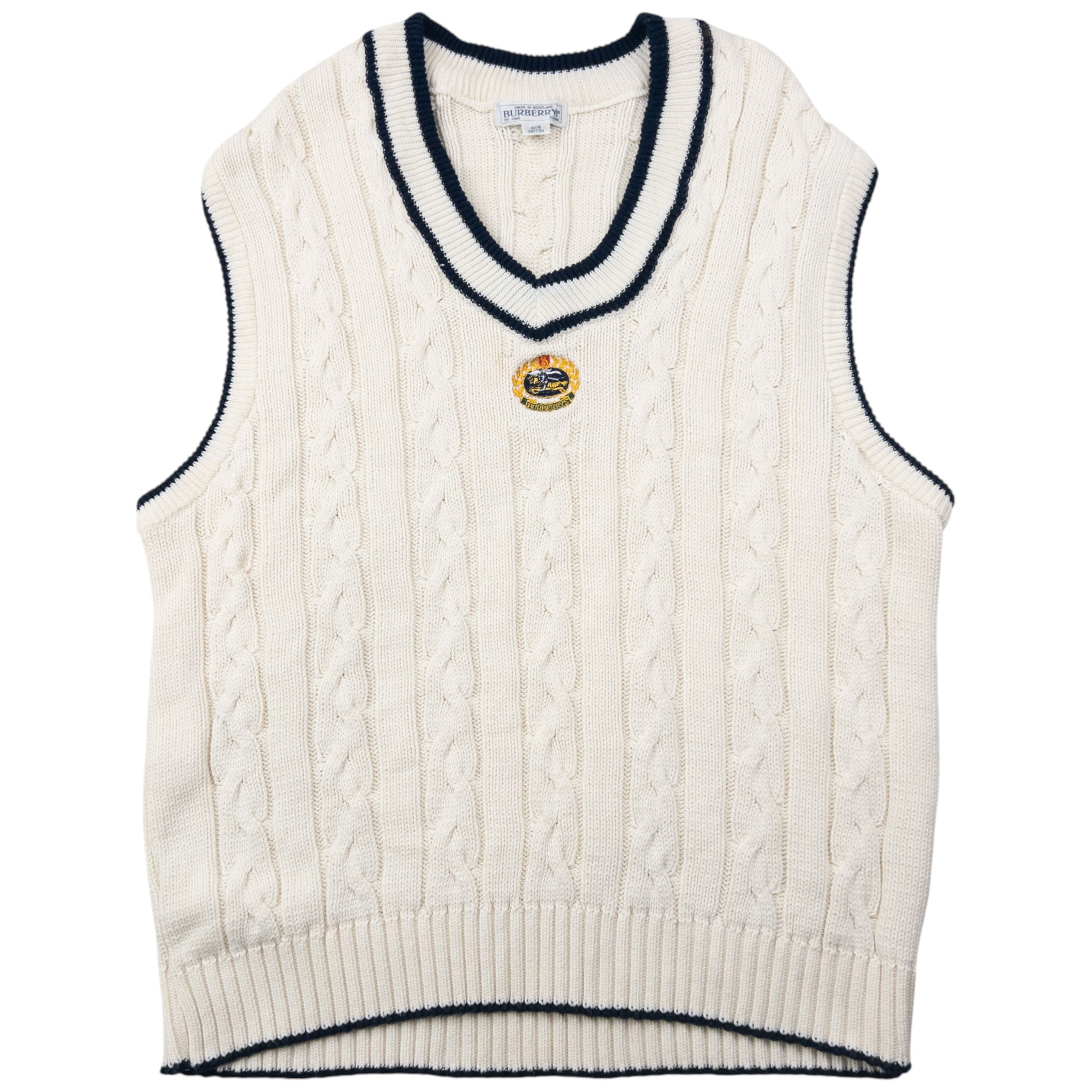 Vintage 90s Burberry Cable Knit Sweater Vest Size S