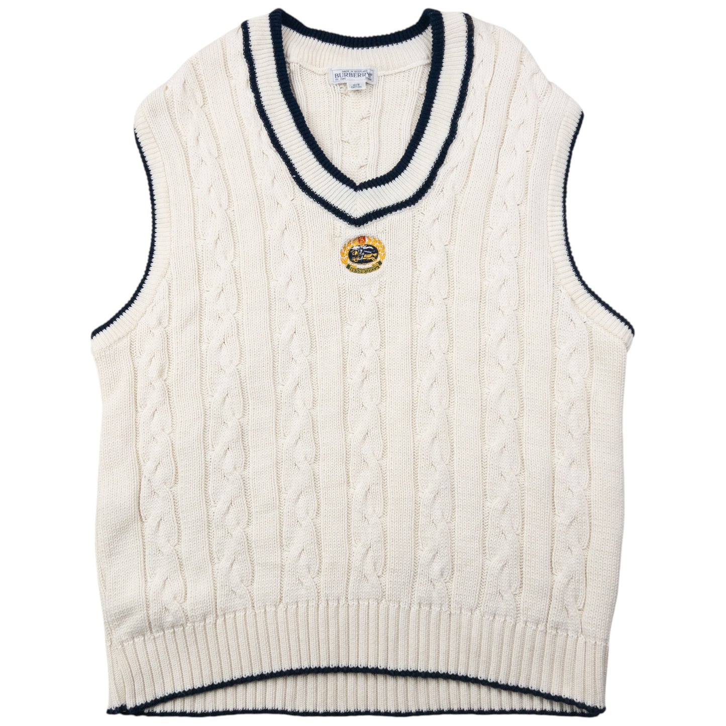 Vintage 90s Burberry Cable Knit Sweater Vest Size S