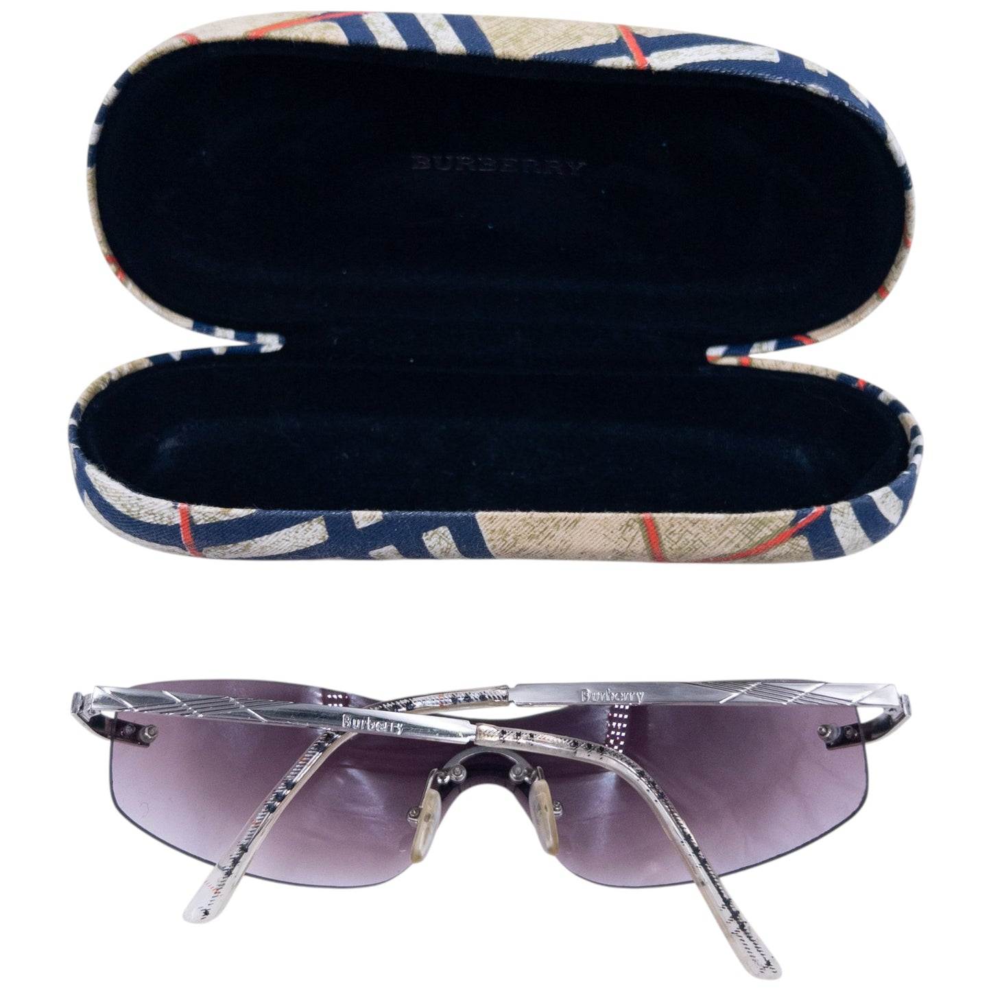 Vintage 2000s Burberry Nova Check Rimless Sunglasses