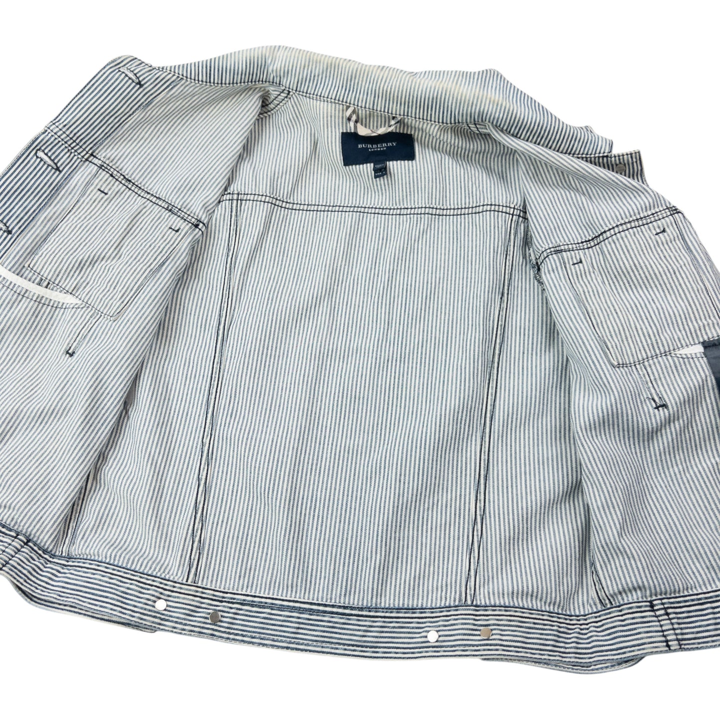 Vintage 2000s Burberry Striped Denim Jacket Womens Size M