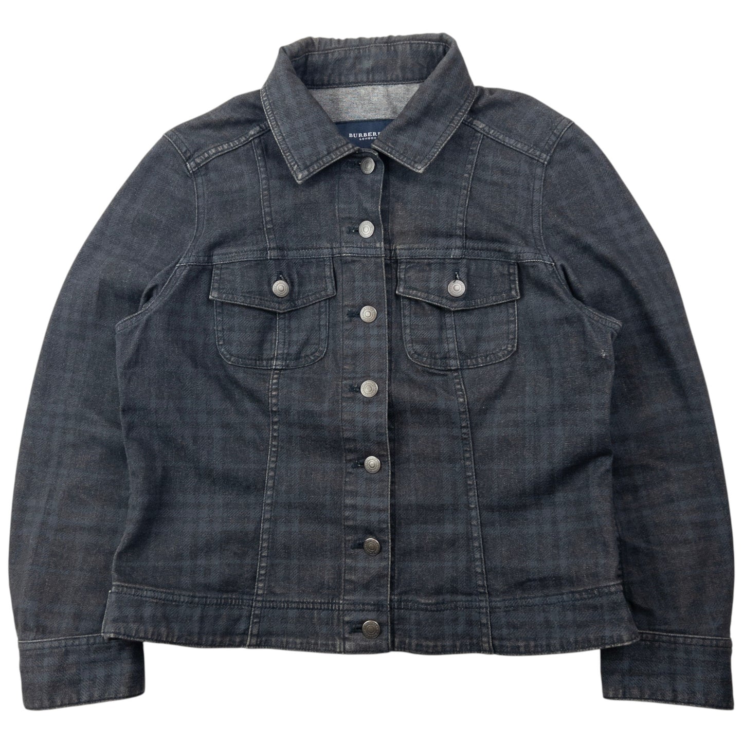 Vintage 2000s Burberry Nova Check Button Up Denim Jacket Womens Size S