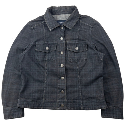 Vintage 2000s Burberry Nova Check Button Up Denim Jacket Womens Size S