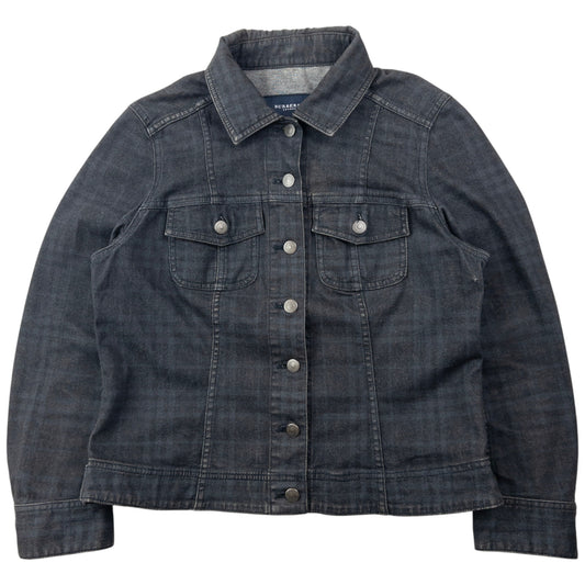 Vintage 2000s Burberry Nova Check Button Up Denim Jacket Womens Size S