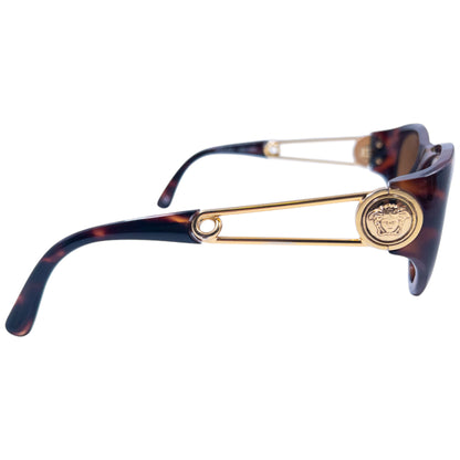 Vintage 1996 Gianni Versace Safety Pin Tortoise Shell Sunglasses