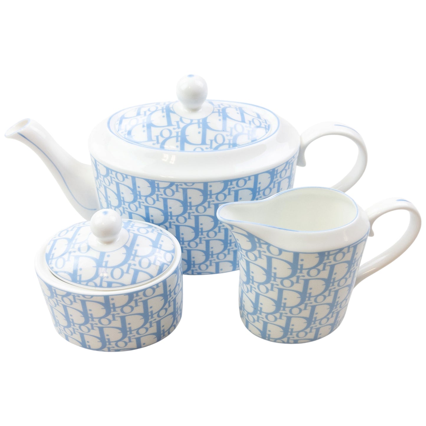 Vintage 2000s Dior Monogram Fine Bone China Tea Set
