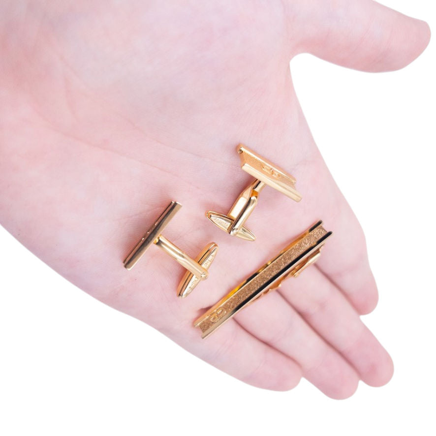 Vintage Dior Cuff Links & Tie Clip Set
