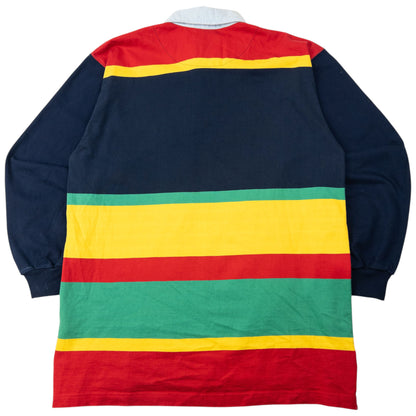 Vintage 90s Burberry Striped Long Sleeve Polo Shirt Size M