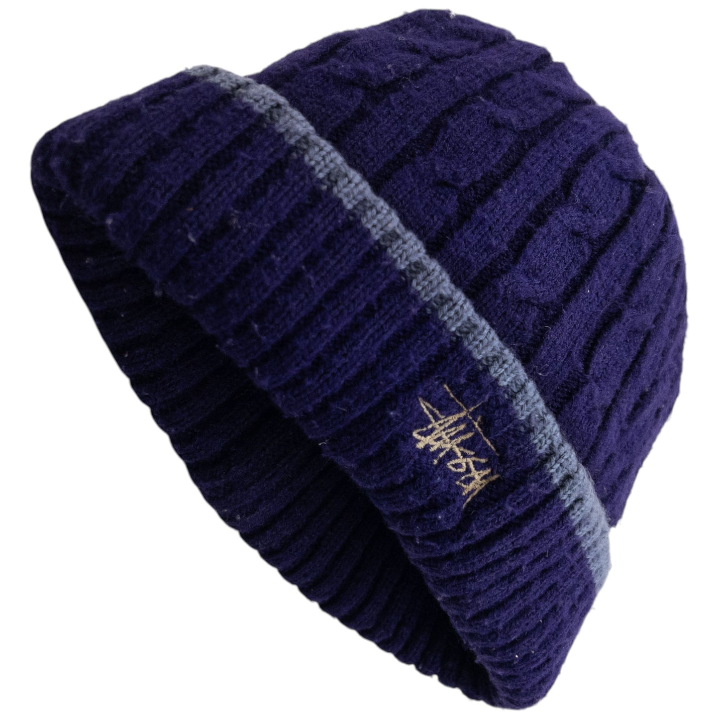 Vintage 2000s Stussy Cable Knit Beanie Hat