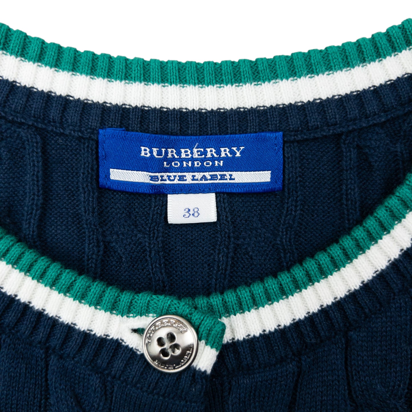 Vintage 2000s Burberry Blue Label Cable Knit Cardigan Womens Size S