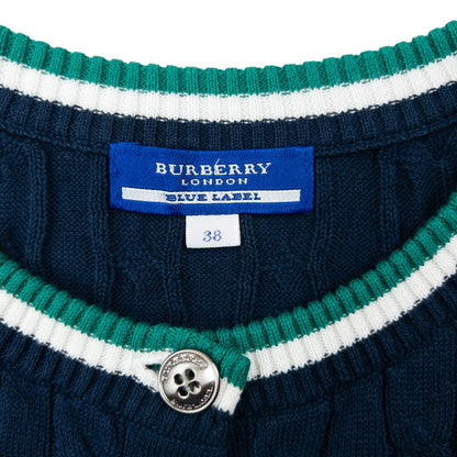 Vintage 2000s Burberry Blue Label Cable Knit Cardigan Womens Size S