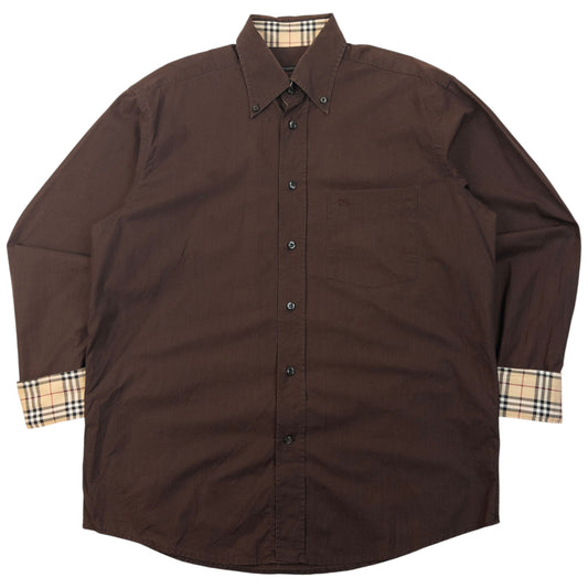 Vintage 2000s Burberry Nova Check Cuff Long Sleeve Button Up Shirt Size XL