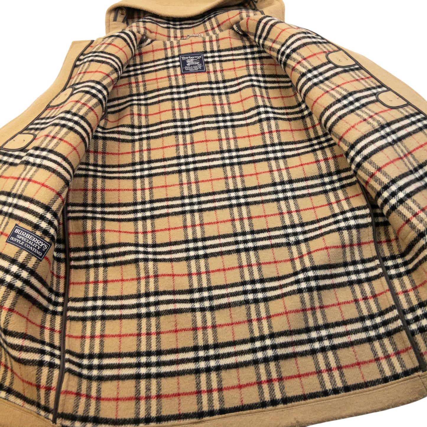 Vintage 90s Burberry Nova Check Lined Wool Duffle Jacket Size XL