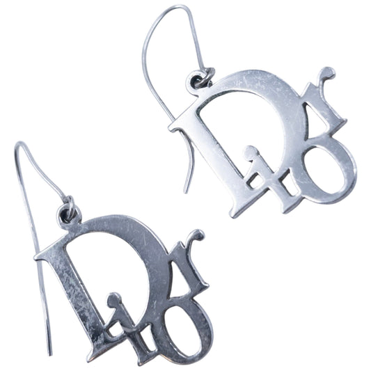 Vintage Dior Silver Logo Earrings