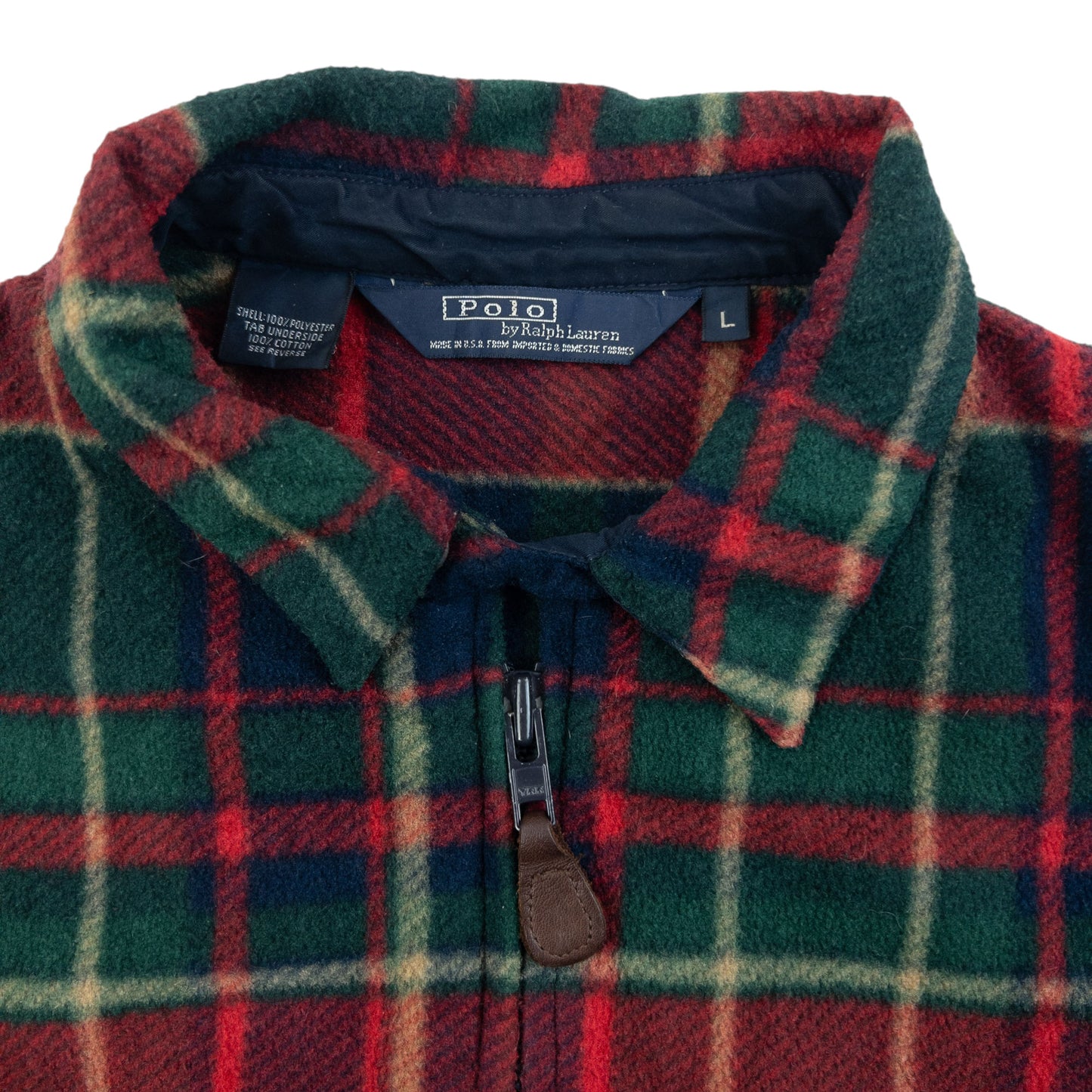 Vintage 90s Polo Ralph Lauren Checkered Fleece Jacket Size L