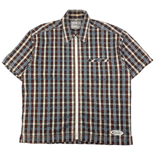 Vintage Levi's Silver Tab Checkered Zip Up Short Sleeve Shirt Size XL