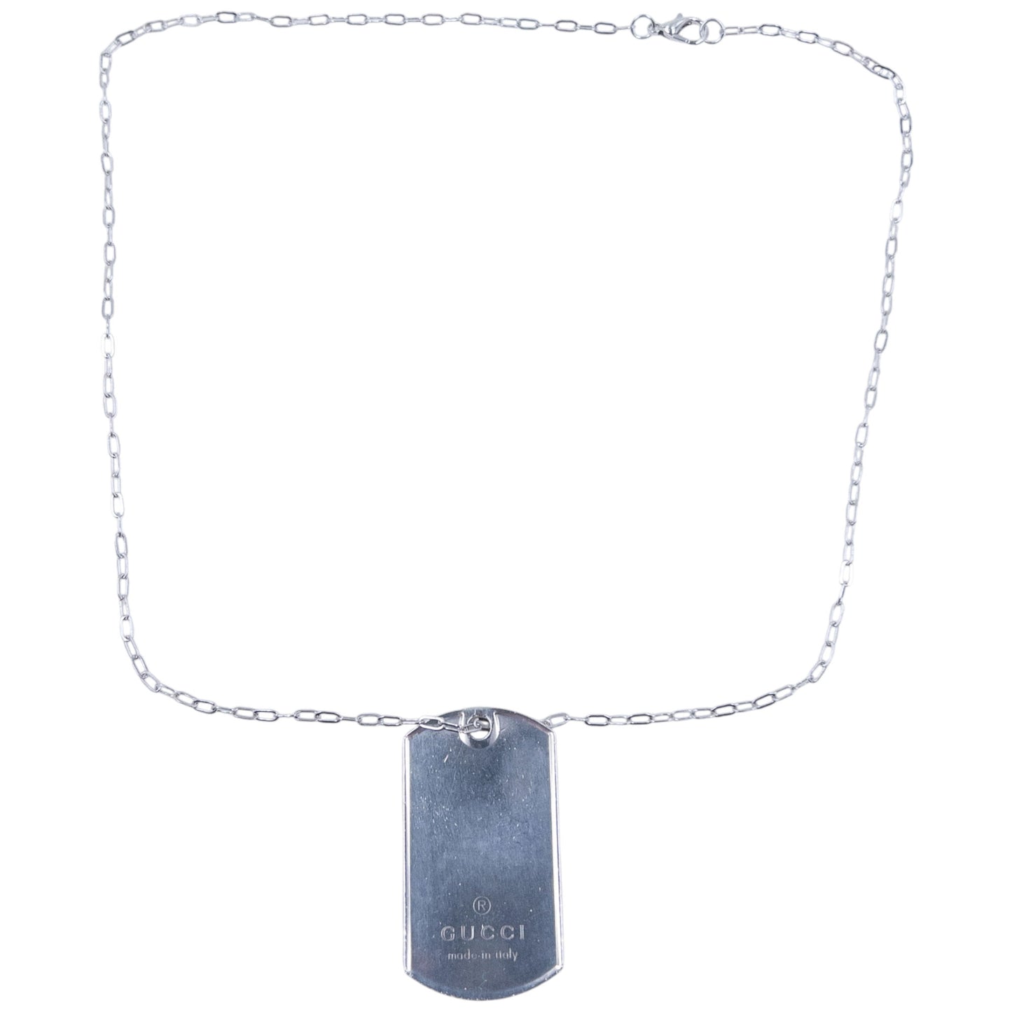 Vintage 2000s Gucci Embossed Dog Tag Necklace