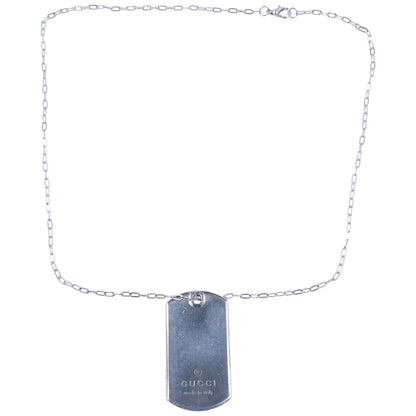 Vintage 2000s Gucci Embossed Dog Tag Necklace