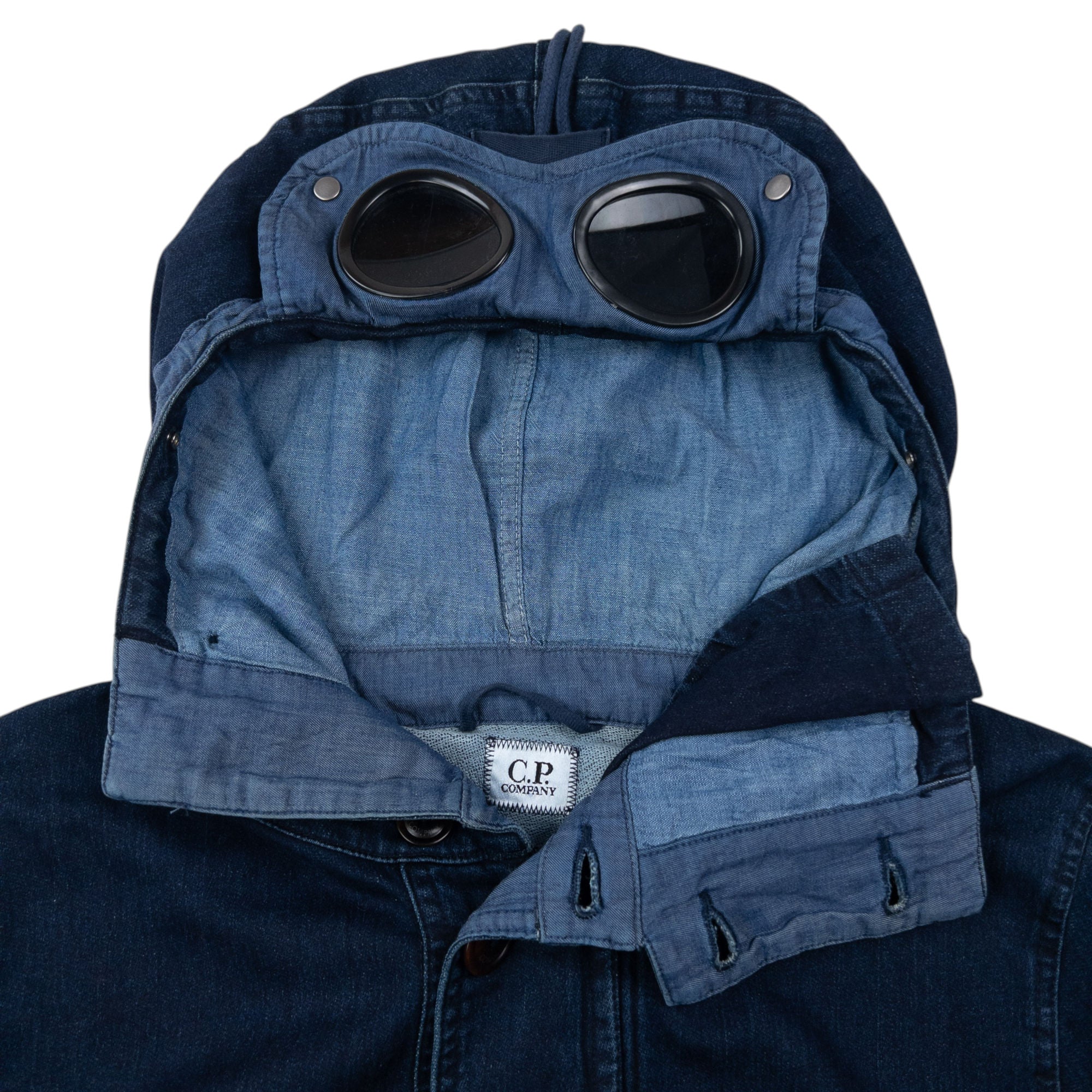 2014 CP Company Goggle Hood Future Fleece Isko Denim Jacket Size M
