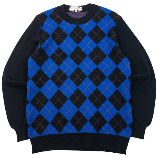 Vintage 90s Dior Sports Argyle Jumper Womens Size S