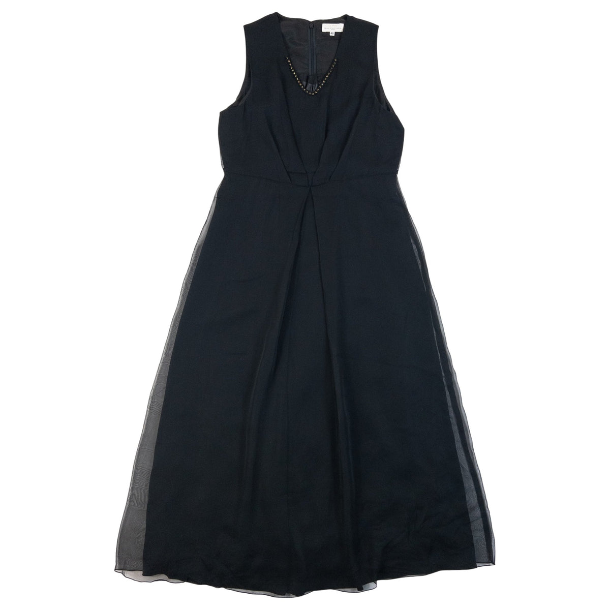 Vintage 90s Balenciaga La Mode Beaded Neckline Sleeveless Maxi Dress in black, beaded trim neckline