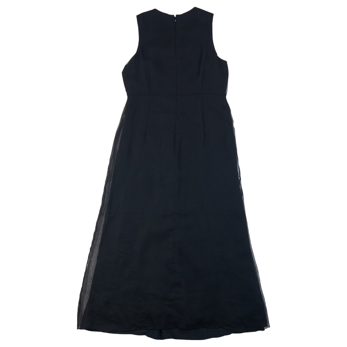 Vintage 90s Balenciaga La Mode Beaded Neckline Sleeveless Maxi Dress in black, photo 4
