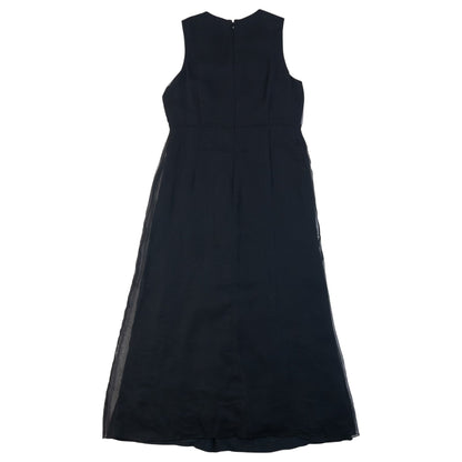 Vintage 90s Balenciaga La Mode Beaded Neckline Sleeveless Maxi Dress in black, photo 4