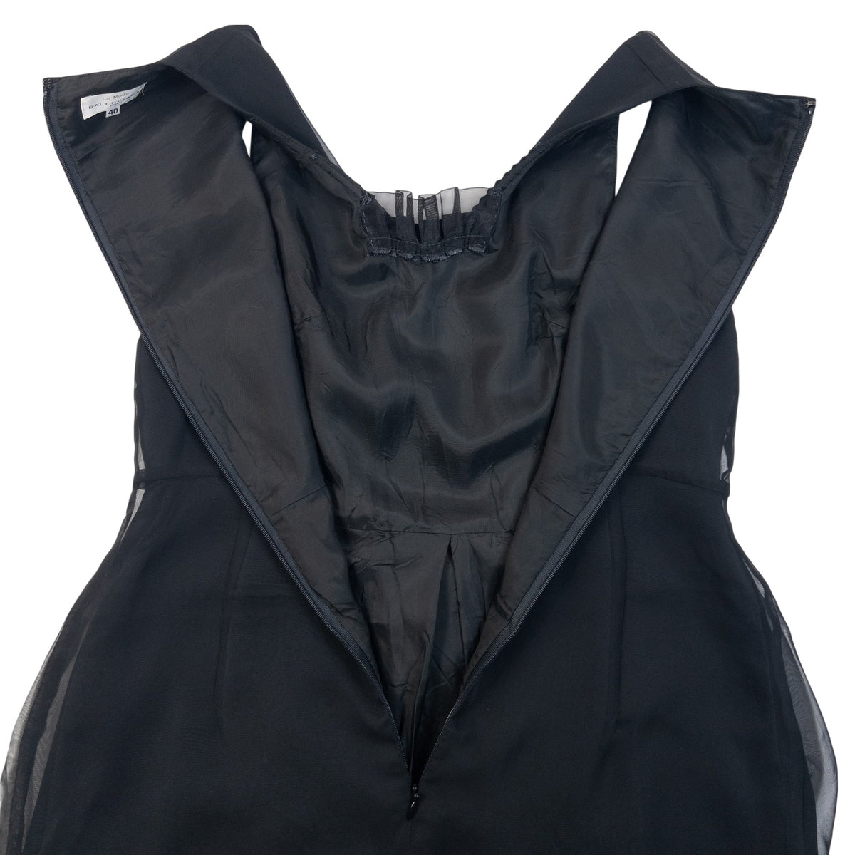 Vintage 90s Balenciaga La Mode Beaded Neckline Sleeveless Maxi Dress in black, photo 5