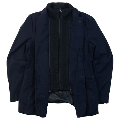 Vintage 2000s Burberry Black Label Wool Blazer With Zip Out Knit Layer in navy, photo 2