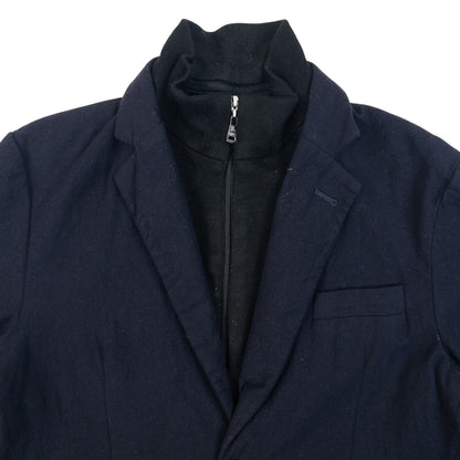 Vintage 2000s Burberry Black Label Wool Blazer With Zip Out Knit Layer in navy, photo 4