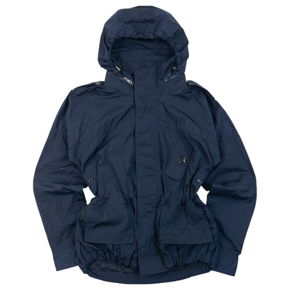 Vintage 2000s Burberry Brit Hooded Jacket in navy, beige and red accent colour