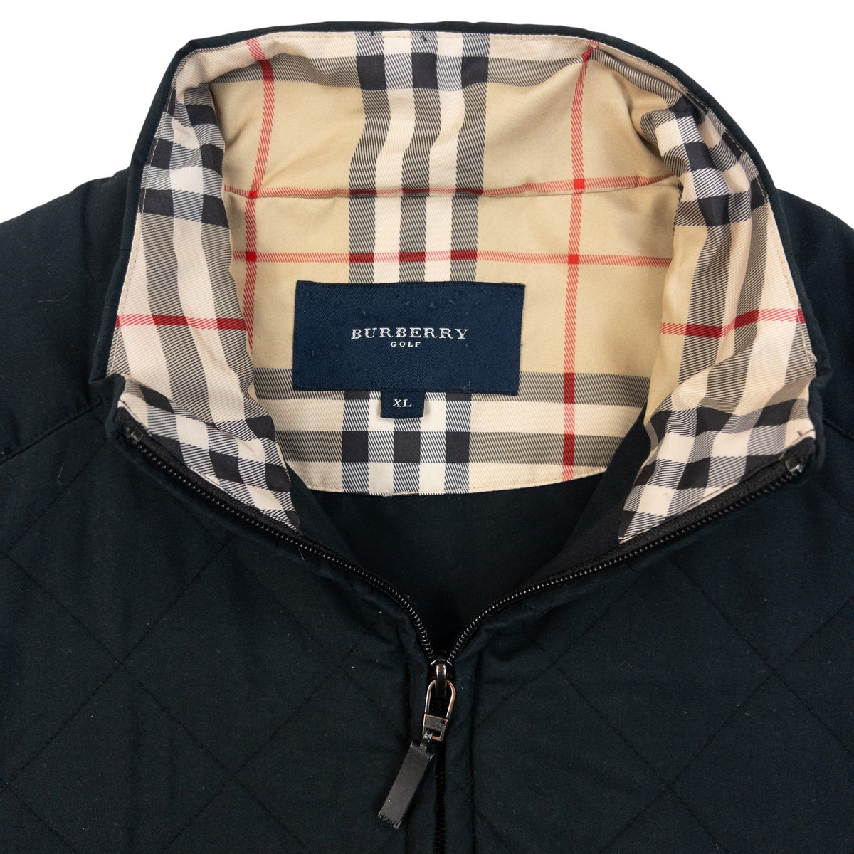 Vintage 2000s Burberry Golf Quilted Zip Up Vest in black, photo 3