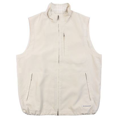 Vintage 2000s Burberry Golf Zip Up Vest in cream, beige accent colour