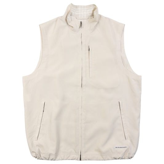 Vintage 2000s Burberry Golf Zip Up Vest in cream, beige accent colour