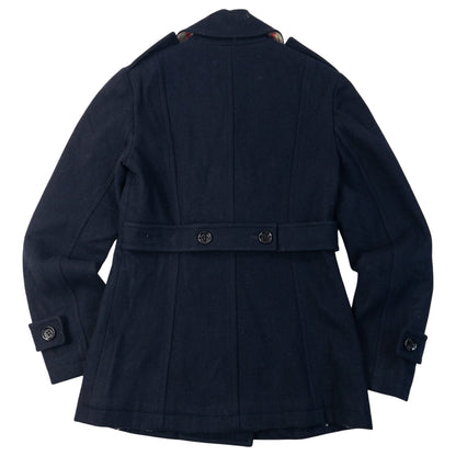 Vintage 2000s Burberry London Double Breasted Wool Peacoat Jacket in navy, photo 3