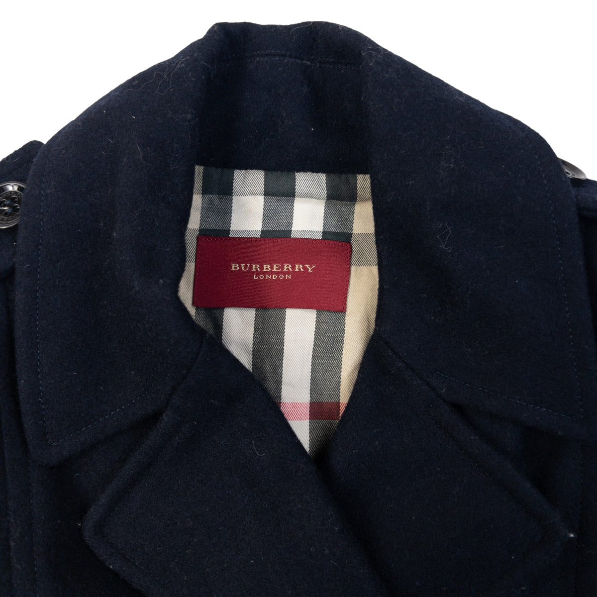 Vintage 2000s Burberry London Double Breasted Wool Peacoat Jacket in navy, photo 4