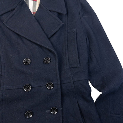 Vintage 2000s Burberry London Double Breasted Wool Peacoat Jacket in navy, photo 6