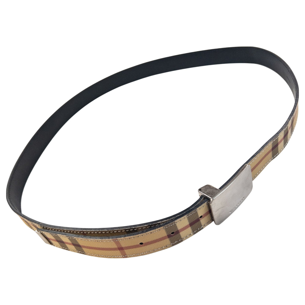 Vintage 2000s Burberry London Nova Check Plate Buckle Belt in beige, photo 3