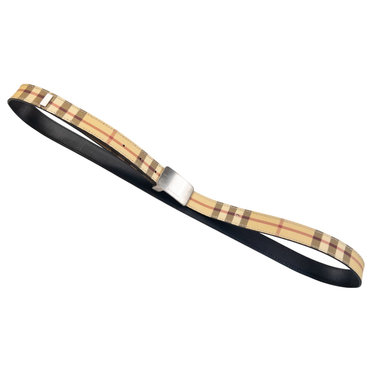 Vintage 2000s Burberry London Nova Check Plate Buckle Belt in beige, photo 4