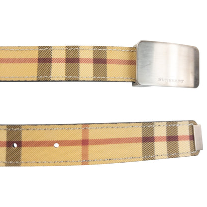 Vintage 2000s Burberry London Nova Check Plate Buckle Belt in beige, photo 6