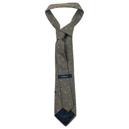 Vintage 2000s Burberry Monogram Silk Tie in khaki, photo 3